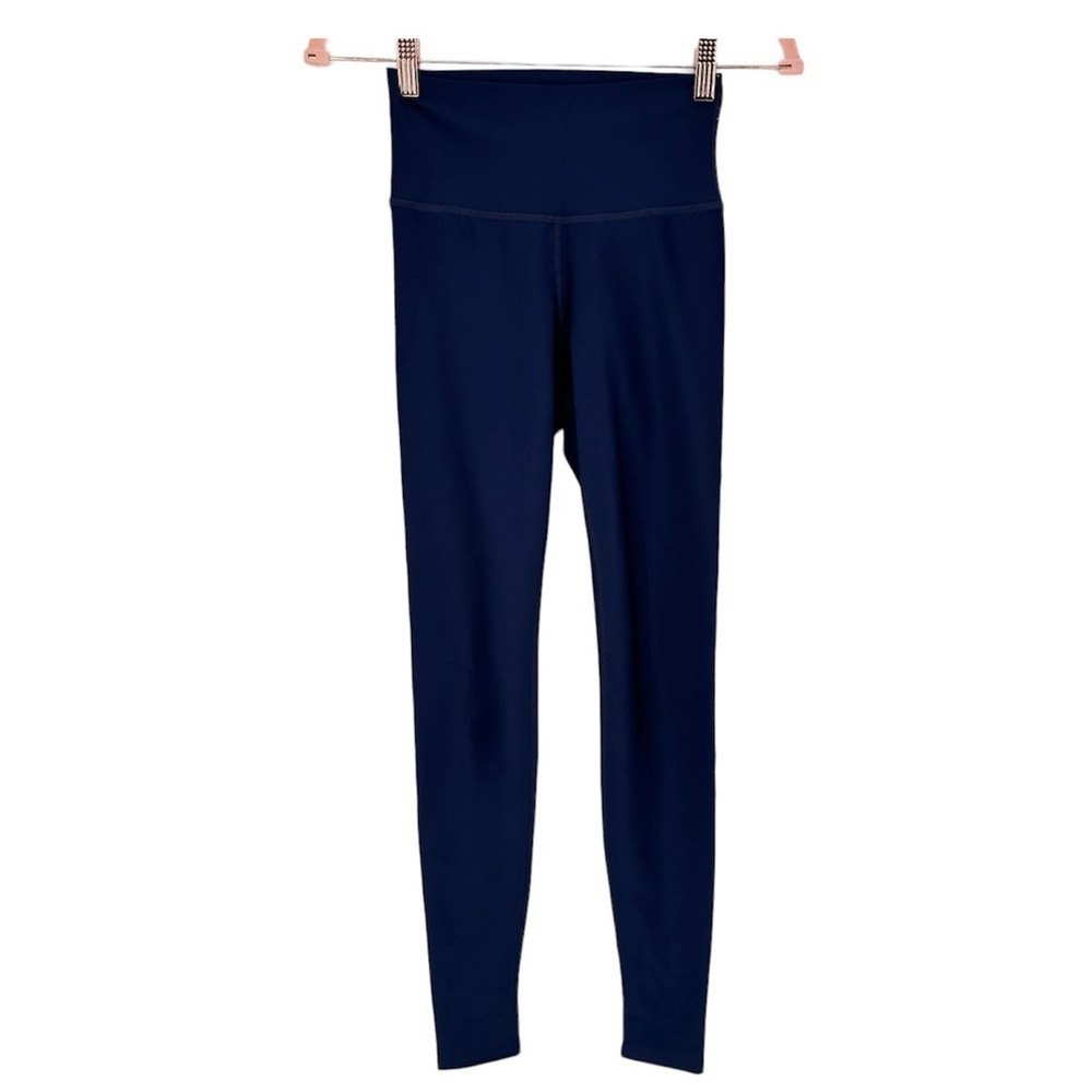 Carbon38 Leggings Womens Small Navy Blue Solid Pretty Athleisure